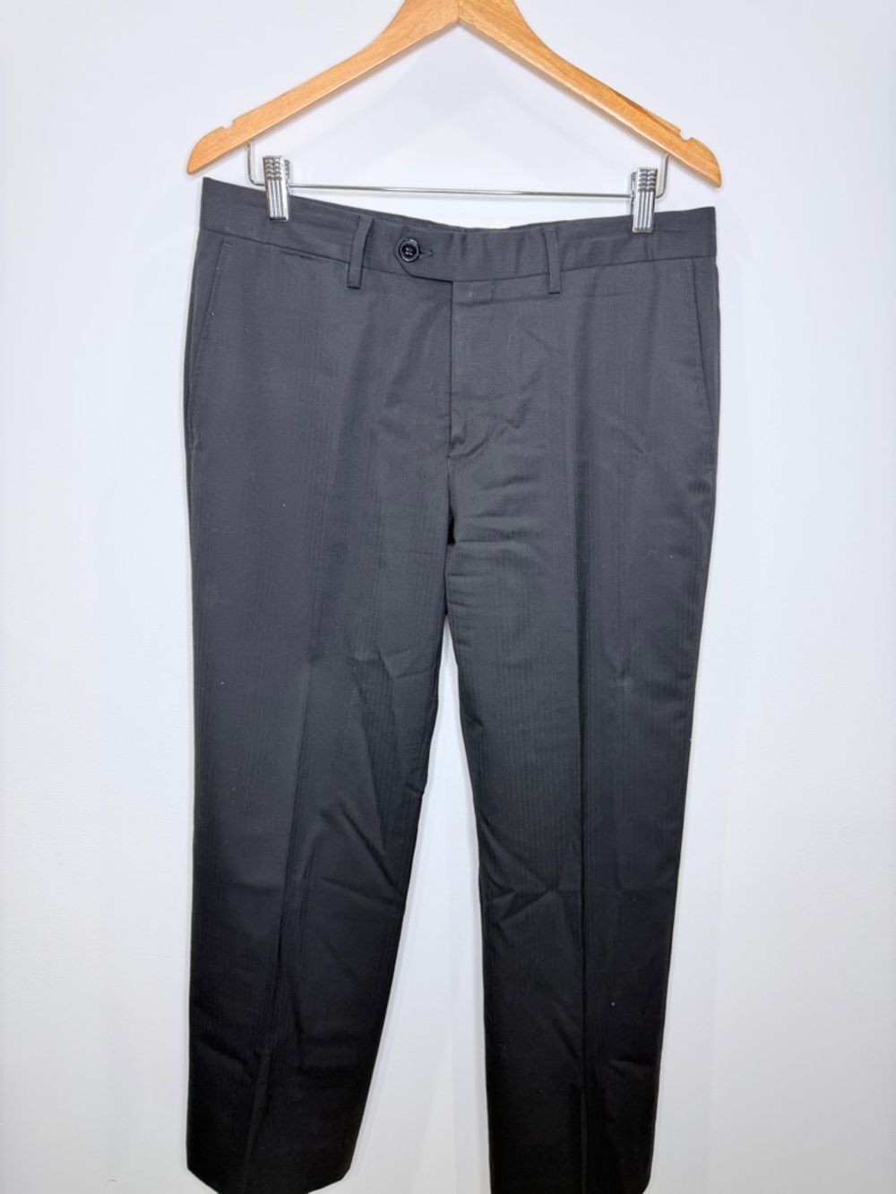Versace Collection Men's Black Wool Blend Straight Leg Dress Pants